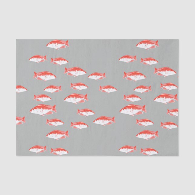 Roter und Grauer Fisch Seidenpapier (Vorderseite)
