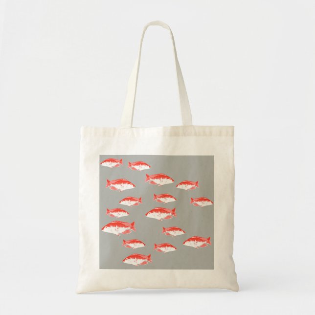 Roter und Grauer Fisch Tragetasche (Vorne)