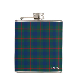 Roter und grüner Clan Agnew Tartan Monogramm Flachmann