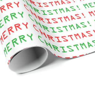 Roter und grüner Computer-Schriftart-frohe Geschenkpapier