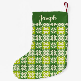 Roter und grüner gequilter Star Kleiner Weihnachtsstrumpf