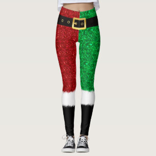 Roter und grüner Glitzer, glänzende Sequenzen Weih Leggings