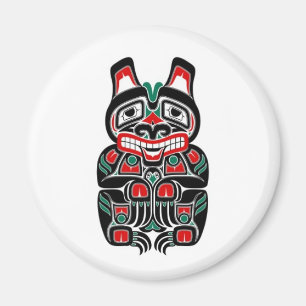 Roter und grüner Haida-Geistbär Magnet