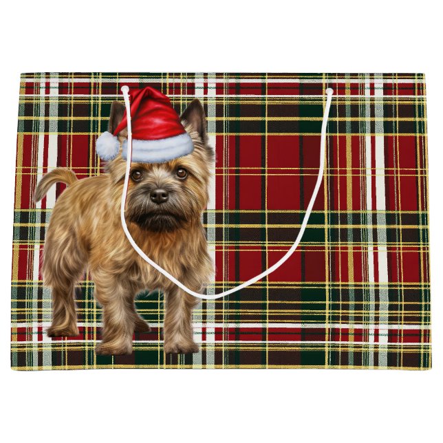 Roter und grüner Karierter Cairn Hund Lover Holida Große Geschenktüte (Vorderseite)