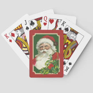 Roter und grüner klassischer Weihnachtsmann Spielkarten