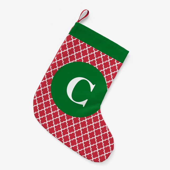 Roter und grüner marokkanischer kleiner weihnachtsstrumpf (Vorderansicht (hängend))