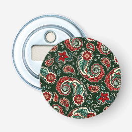 Roter und grüner Paisley-Knopf-Flaschenöffner Flaschenöffner