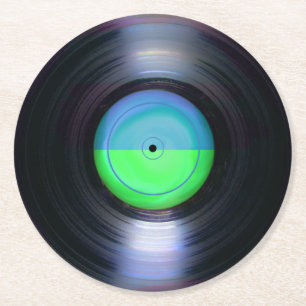 Roter und grüner Retro-Vinyl-Rekord  Runder Pappuntersetzer