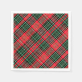 Roter und grüner schottischer diagonaler Tartan-Ka Serviette