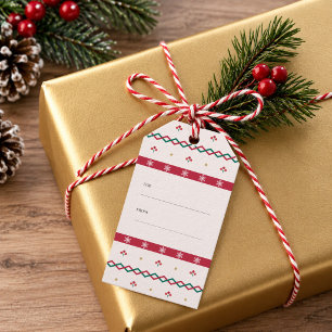 Roter und grüner Stechpalmen-Beeren-Schneeflocken- Geschenkanhänger