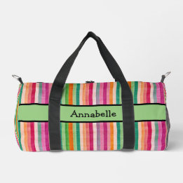 Roter und grüner Streifen Duffle Bag