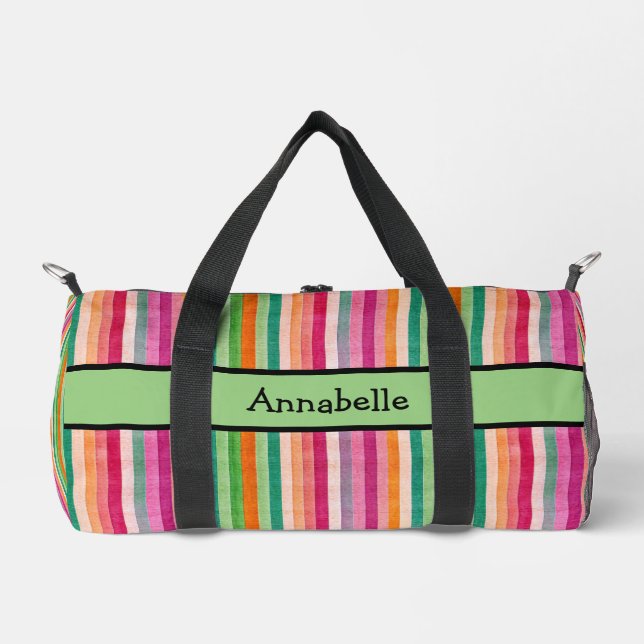 Roter und grüner Streifen Duffle Bag (Vorderseite)