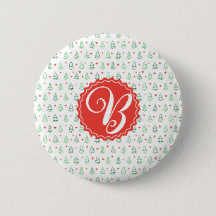 Roter und grüner Weihnachtsbaum Button