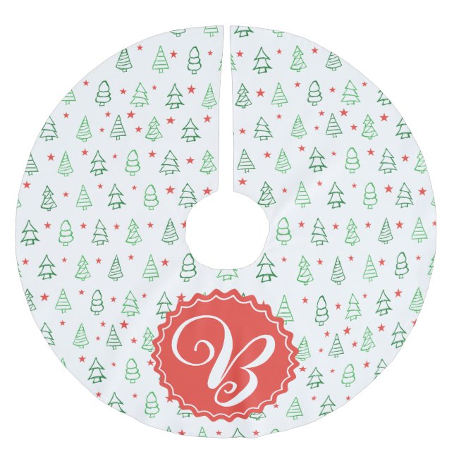 Roter und grüner Weihnachtsbaum Polyester Weihnachtsbaumdecke (Vorderseite)