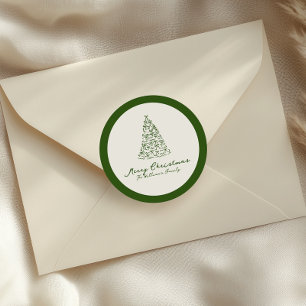Roter und grüner Weihnachtsbaum Runder Aufkleber