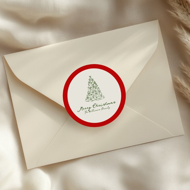 Roter und grüner Weihnachtsbaum Runder Aufkleber (Von Creator hochgeladen)