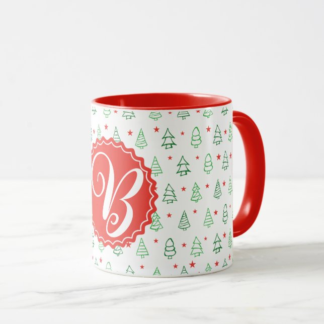 Roter und grüner Weihnachtsbaum Tasse (VorderseiteRechts)