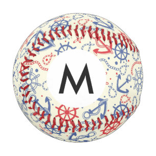 Roter und marinierter Hintergrund mit Anker Baseball