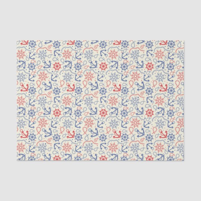 Roter und marinierter Hintergrund mit Anker Seidenpapier (Vorderseite)