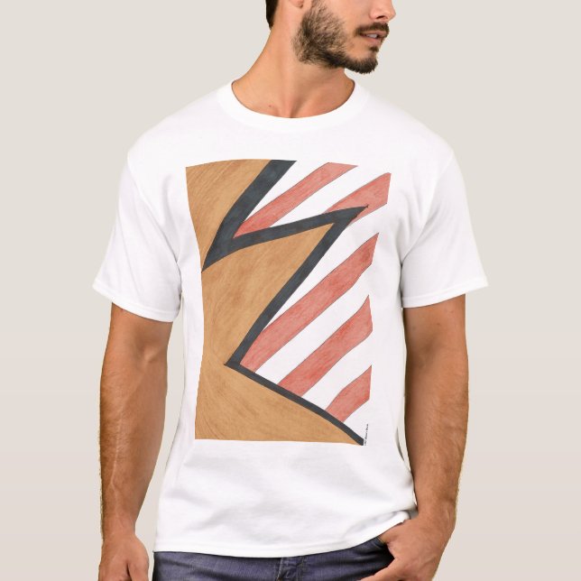 Roter und orange geometrischer Motiv-T - Shirt (Vorderseite)