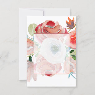 Roter und rosa Blumen-Hochzeitsplan ohne Budget Einladung