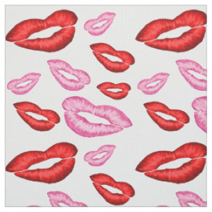 Roter und rosa Lippenstift-Druck Stoff