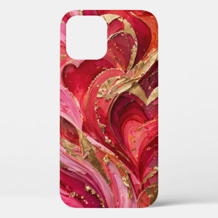 Roter und rosa Marmor Gold iPhone 12 Hülle