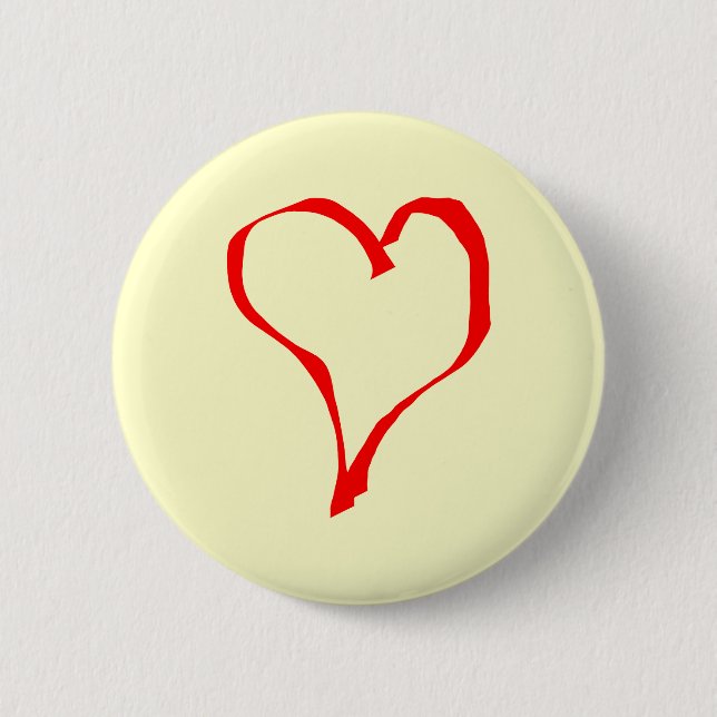 Roter und SahneLiebe-Herz-Entwurf Button (Vorderseite)