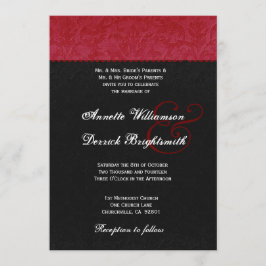 Roter und schwarzer Damast, der B734 Wedding ist Einladung