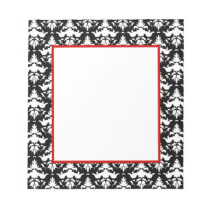 Roter und schwarzer Damast-eleganter Notizblock