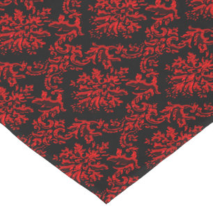 Roter und schwarzer Damast-Tabellen-Läufer Kurzer Tischläufer
