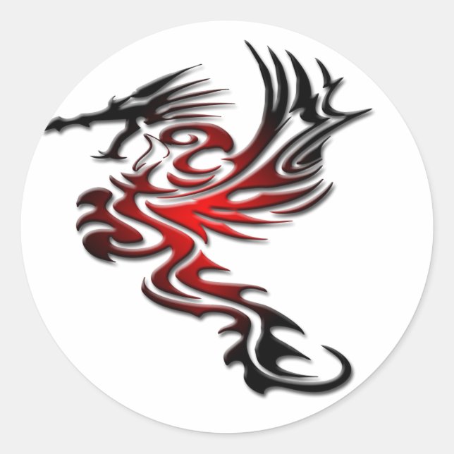 Roter und Schwarzer Drache Runder Aufkleber (Vorderseite)