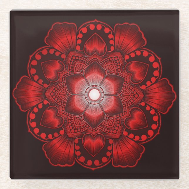 Roter und schwarzer GlasUntersetzer (Vorderseite)