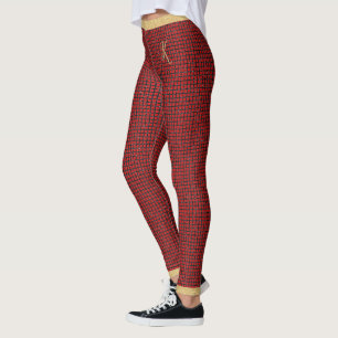 Roter und schwarzer Glitzer, Goldener Armband, Mon Leggings