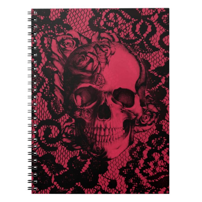 Roter und schwarzer gotischer Spitzeschädel Notizblock (Vorderseite)