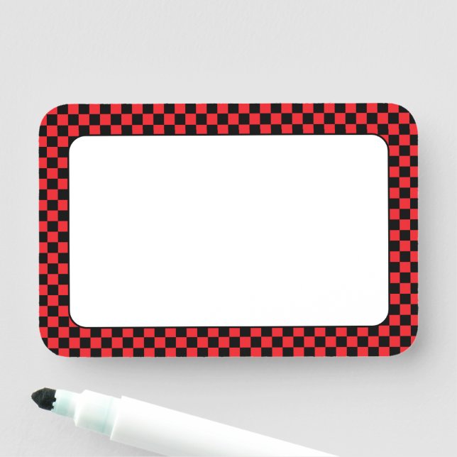 Roter und schwarzer Karo 3x2 Namensschild (Beispiel)