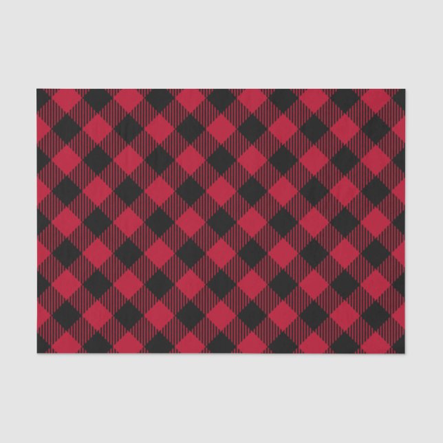 Roter und schwarzer Karo-Büffel-kariertes Muster Seidenpapier (Vorderseite)