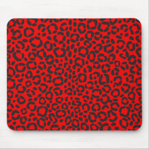 Roter und schwarzer Leopard-Druck Mousepad