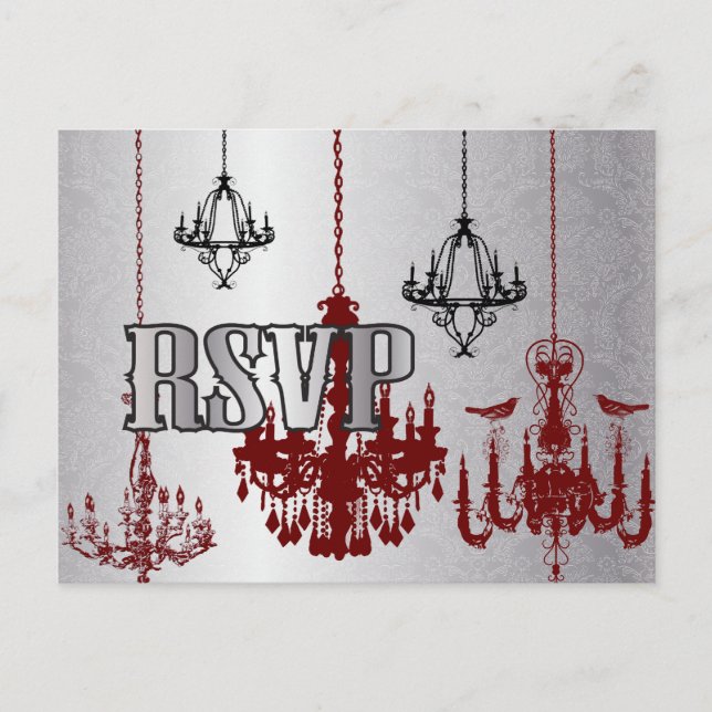 Roter und schwarzer Lüster - RSVP-Karte Einladungspostkarte (Vorderseite)