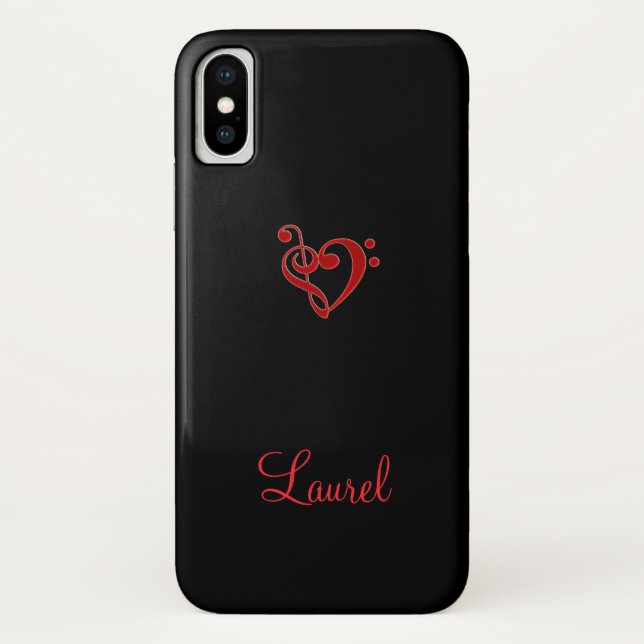 Roter und schwarzer Musikclef-Herz iPhone X Kasten Case-Mate iPhone Hülle (Rückseite)