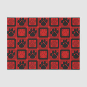 Roter und schwarzer Pawprint Seidenpapier