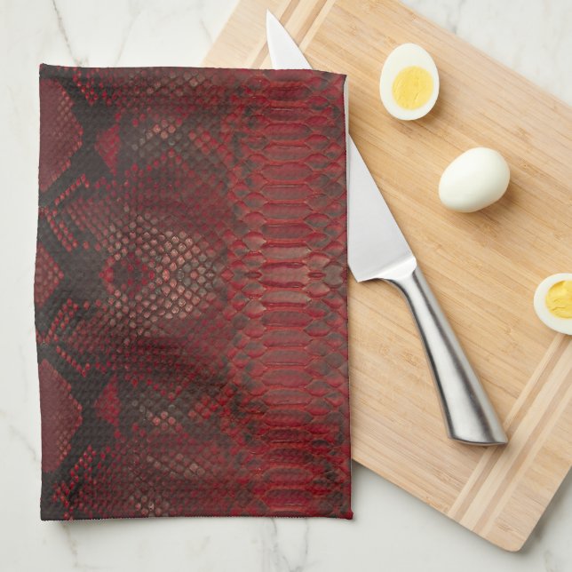 Roter und schwarzer Python-Druck Geschirrtuch (Viertel Falte)