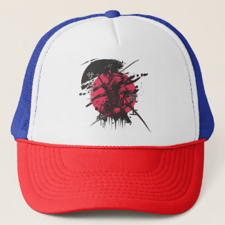 Roter und schwarzer Samurai-Cap Truckerkappe