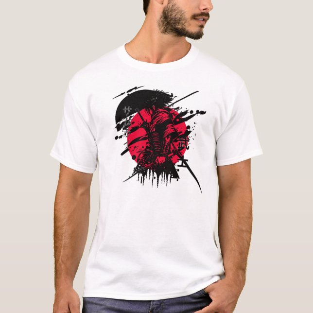 roter und schwarzer Samurai T-Shirt (Vorderseite)