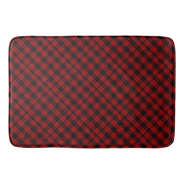 Roter und schwarzer Tartan Badematte (Vorderseite)