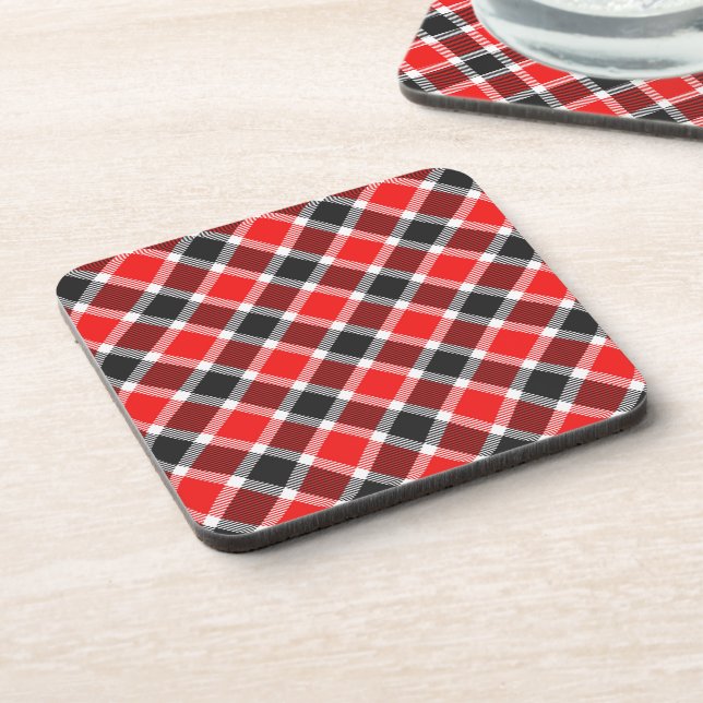 Roter und schwarzer Tartan Untersetzer (Linke Seite)