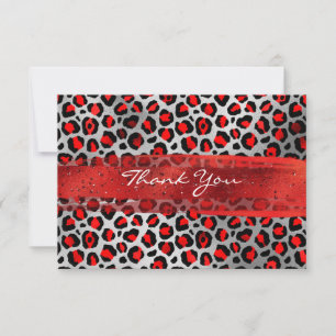 Roter und Silberstreifen Leopard Pinselstriche Dankeskarte
