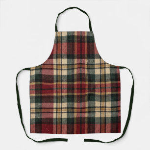 Roter und Waldgrüner Flanell-Karo Schürze