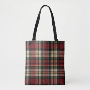 Roter und Waldgrüner Flanell-Karo Tasche