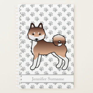 Roter und weißer Alaskan Klee Kai Cartoon-Hund Planer
